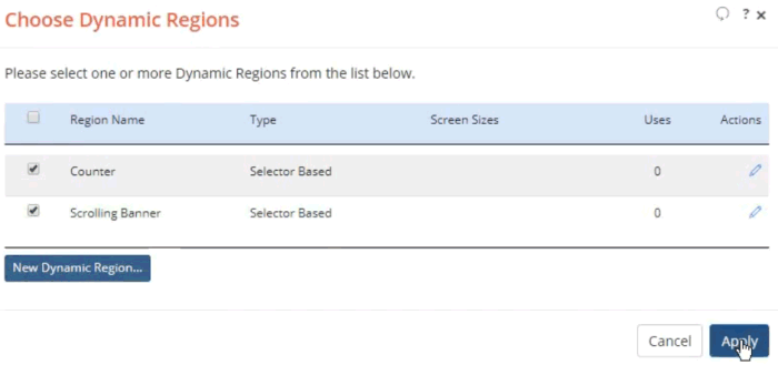 Selecting both Dynamic Regions