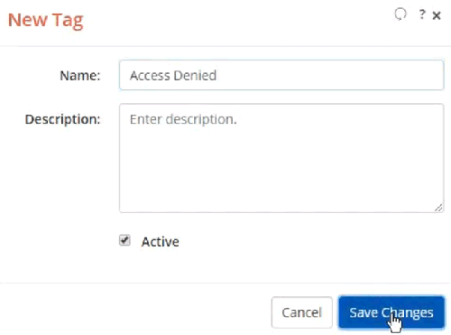 New Tag dialog creating Access Denied tag
