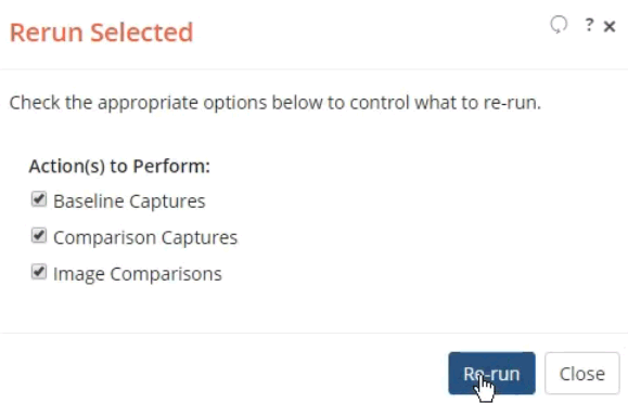 Screenshot of the Rerun Selected dialog