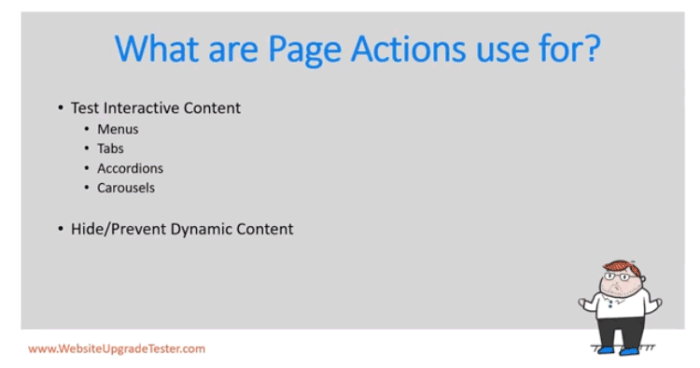 Screenshot of graphic depicting what a page action is used for.