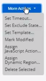 A portion of a screenshot showing the More Actions button clicked with a popup menu below it with various menu options.