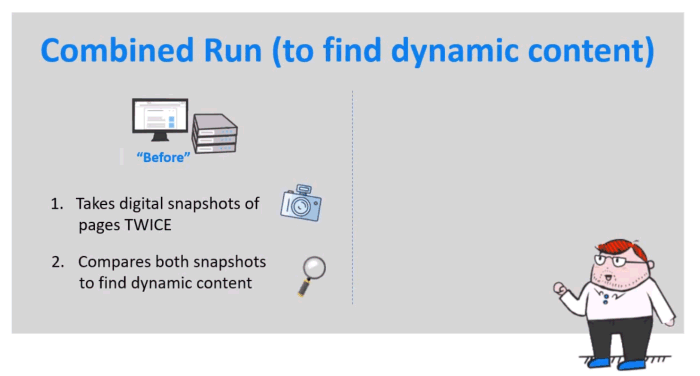 A slide screen showing how a Combined can be used to find dynamic content