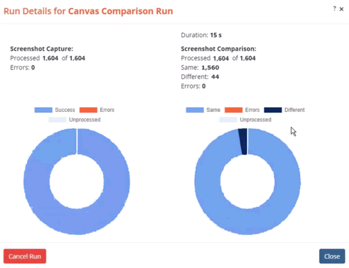 A screenshot of the New Comparison Run dialog