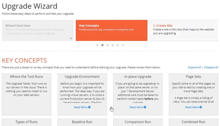 Partial screenshot of the Upgrade Wizard Key Concepts page