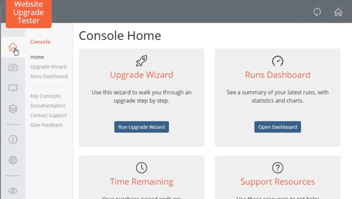 Partial screenshot of the Console Home Page showing the Wizard Pod
